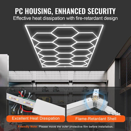 Hexagon Garage Lights 66300LM 15 Grids Honeycomb LED Shop Ceiling Light.