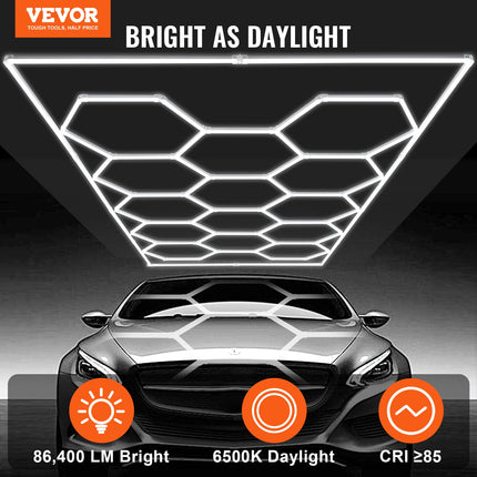 Hexagon Garage Lights 86400LM 5 Grid Honeycomb LED Shop Ceiling Light.