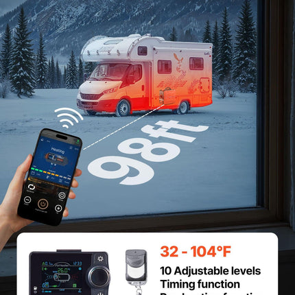 Diesel Heater, 8KW, DC 12V, All in One Portable Diesel Air Heater with Bluetooth APP Control, Remote Control and LCD Screen, 4.5 L Fuel Tank for Vehicles, Vans, RVs, Campers, and Garages.
