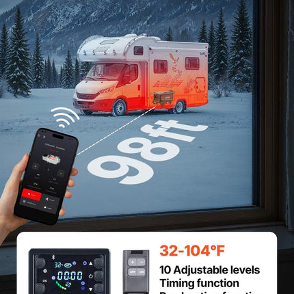Diesel Heater, 8KW, DC 12V/24V, All in One Portable Diesel Air Heater with Bluetooth APP Control, Remote Control and LCD Screen, Trolley Design, 5 L Fuel Tank for Trucks, Vans, RVs, Campers.