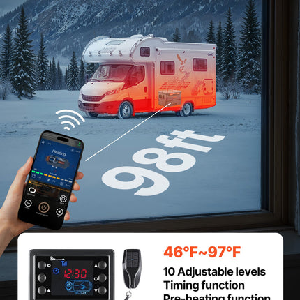 Diesel Heater, 8KW, DC 12V/24V, All in One Portable Diesel Air Heater with Bluetooth APP Control, Remote Control and LCD Screen, 5 L Fuel Tank for Trucks, Vans, RVs, Campers, and Garages.