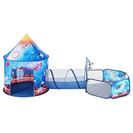3 in 1 Kids Play Tent with Tunnel for Boys, Girls, Babies and Toddlers, Indoor/Outdoor Pop Up Playhouse with Carrying Bag & Banding Straps Birthday Gifts, Royal Blue Color Rocket Theme.