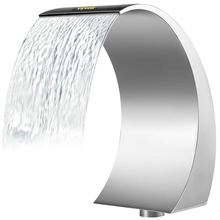 Stainless Steel Pool Fountain 17.7 x 11.8 x 23.6 inches Pool Fountain Silver Pool Fountains for In Ground Pools Garden Outdoor Waterfalls Sheer Descent Pond Water Feature.