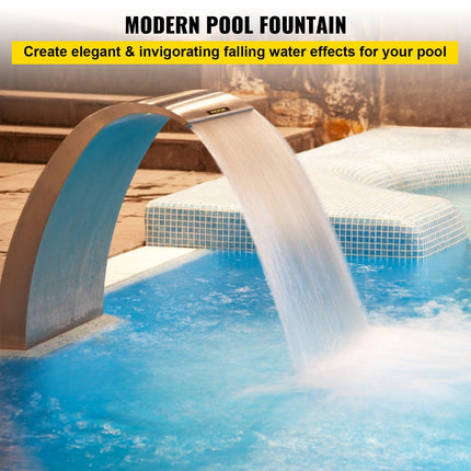 Stainless Steel Pool Fountain 17.7 x 11.8 x 23.6 inches Pool Fountain Silver Pool Fountains for In Ground Pools Garden Outdoor Waterfalls Sheer Descent Pond Water Feature.