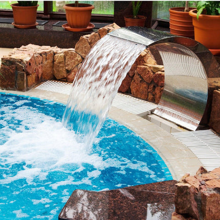 Stainless Steel Pool Fountain 17.7 x 11.8 x 23.6 inches Pool Fountain Silver Pool Fountains for In Ground Pools Garden Outdoor Waterfalls Sheer Descent Pond Water Feature.