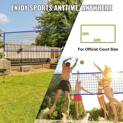 Outdoor Portable Volleyball Net System, Adjustable Height Steel Poles, Professional Volleyball Set with PVC Volleyball, Pump, Carrying Bag, Heavy Duty Volleyball Net for Backyard, Beach, Lawn.