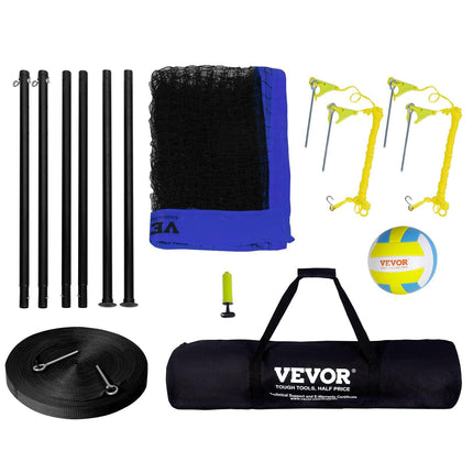 Outdoor Portable Volleyball Net System, Adjustable Height Steel Poles, Professional Volleyball Set with PVC Volleyball, Pump, Carrying Bag, Heavy Duty Volleyball Net for Backyard, Beach, Lawn.