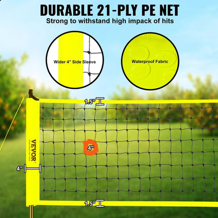 Outdoor Portable Volleyball Net System, Adjustable Height Steel Poles, Professional Volleyball Set with PVC Volleyball, Pump, Carrying Bag, Heavy Duty Volleyball Net for Backyard, Beach, Lawn.