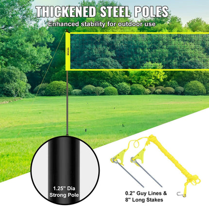 Outdoor Portable Volleyball Net System, Adjustable Height Steel Poles, Professional Volleyball Set with PVC Volleyball, Pump, Carrying Bag, Heavy Duty Volleyball Net for Backyard, Beach, Lawn.
