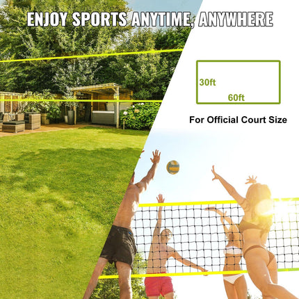 Outdoor Portable Volleyball Net System, Adjustable Height Steel Poles, Professional Volleyball Set with PVC Volleyball, Pump, Carrying Bag, Heavy Duty Volleyball Net for Backyard, Beach, Lawn.