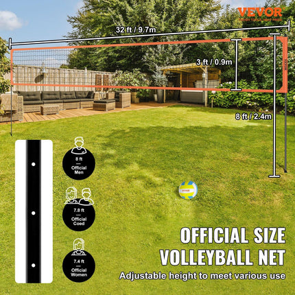 Outdoor Portable Volleyball Net System, Adjustable Height Aluminum Poles, Professional Volleyball Set with PVC Volleyball, Pump, Carrying Bag, Heavy Duty Volleyball Net for Backyard, Beach, Lawn.