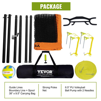 Outdoor Portable Volleyball Net System, Adjustable Height Aluminum Poles, Professional Volleyball Set with PVC Volleyball, Pump, Carrying Bag, Heavy Duty Volleyball Net for Backyard, Beach, Lawn.