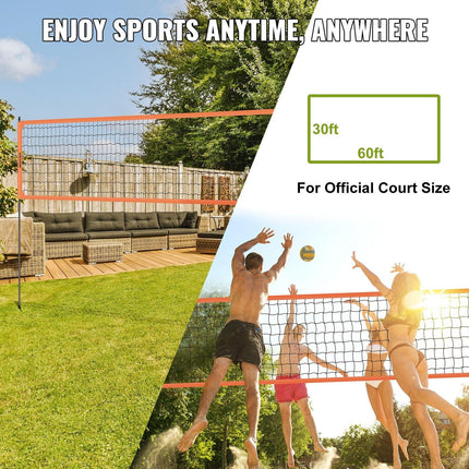 Outdoor Portable Volleyball Net System, Adjustable Height Aluminum Poles, Professional Volleyball Set with PVC Volleyball, Pump, Carrying Bag, Heavy Duty Volleyball Net for Backyard, Beach, Lawn.