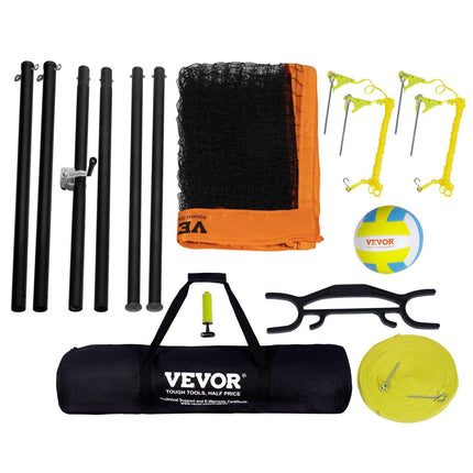 Outdoor Portable Volleyball Net System, Adjustable Height Aluminum Poles, Professional Volleyball Set with PVC Volleyball, Pump, Carrying Bag, Heavy Duty Volleyball Net for Backyard, Beach, Lawn.