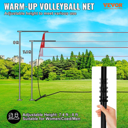 Freestanding Volleyball Training Net for Indoor or Outdoor Use, Adjustable Height Portable Net System with Carrying Bag, Professional Volleyball Practice Trainer for Hitting or Serving Drills.