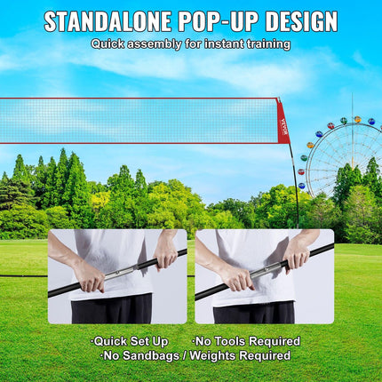 Freestanding Volleyball Training Net for Indoor or Outdoor Use, Adjustable Height Portable Net System with Carrying Bag, Professional Volleyball Practice Trainer for Hitting or Serving Drills.
