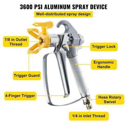 Airless Paint Spray Hose Kit 50ft 1/4in Swivel Joint 3600psi with 517 Tip.