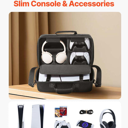 PS5 Carrying Case Travel Bag for Playstation 5 Slim EVA Soft Lining.