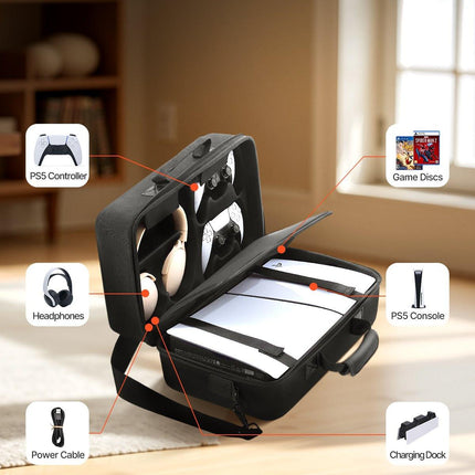PS5 Carrying Case Travel Bag for Playstation 5 Slim EVA Soft Lining.