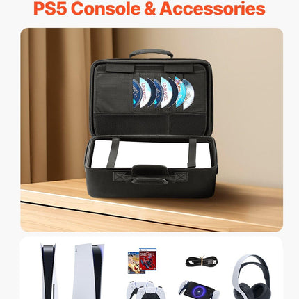 PS5 Carrying Case Travel Bag for Playstation 5 Shockproof EVA Soft Lining.