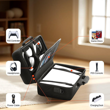 PS5 Carrying Case Travel Bag for Playstation 5 Shockproof EVA Soft Lining.