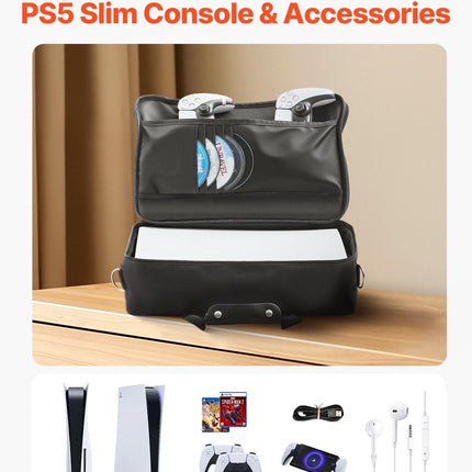 PS5 Carrying Case Travel Bag for Playstation 5 PS5 Slim Waterproof Nylon.