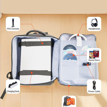 PS5 Backpack Dual Shoulder Travel Bag for Playstation 5 PS5 Slim Nylon.
