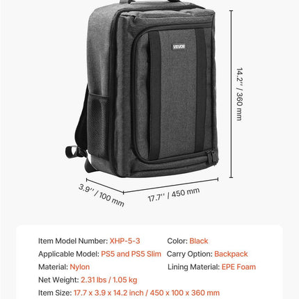 PS5 Backpack Dual Shoulder Travel Bag for Playstation 5 PS5 Slim Nylon.