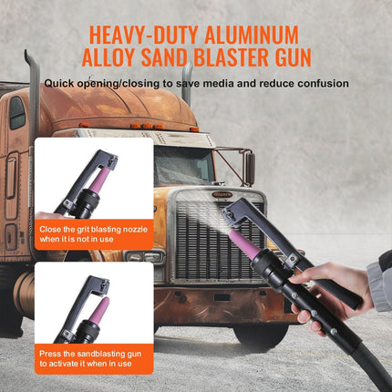 10 Gallon Heavy-Duty Sand Blaster, 60-110 PSI High Pressure Sandblaster, Portable Abrasive Blasting Tank, Air Sand Blasting Kit with 2 Ceramic Nozzles & 7.5ft Hose for Stain, Rust, Paint Removal.