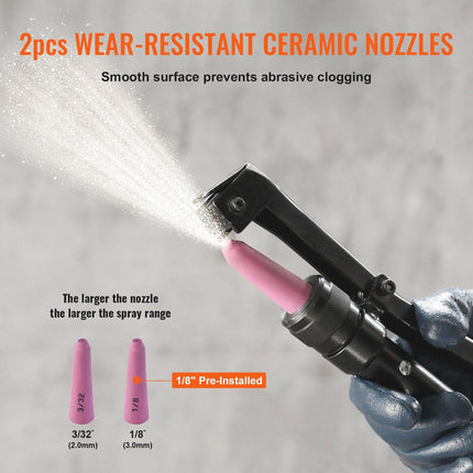 10 Gallon Heavy-Duty Sand Blaster, 60-110 PSI High Pressure Sandblaster, Portable Abrasive Blasting Tank, Air Sand Blasting Kit with 2 Ceramic Nozzles & 7.5ft Hose for Stain, Rust, Paint Removal.