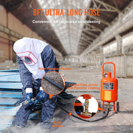 5 Gallon Sand Blaster 60-110 PSI High Pressure Sandblaster with 4 Nozzles.