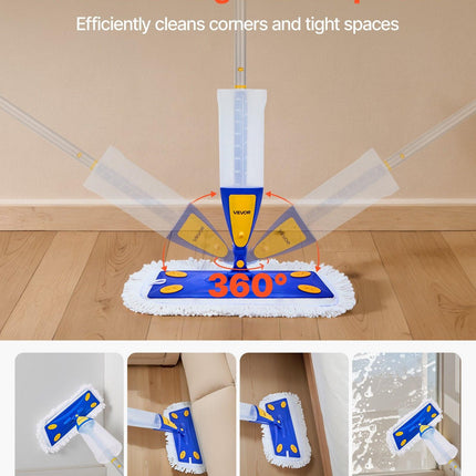 Spray Mop, with 3 Washable Pads for Dry and Wet Floor Cleaning & an 800ml Refillable Water Tank, Microfiber Dust Wet Mop & Twisted Cotton Dry Mop, Commercial Home Use for Tiles/Vinyl/Wood Floor.