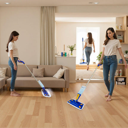 Spray Mop, with 3 Washable Pads for Dry and Wet Floor Cleaning & an 800ml Refillable Water Tank, Microfiber Dust Wet Mop & Twisted Cotton Dry Mop, Commercial Home Use for Tiles/Vinyl/Wood Floor.