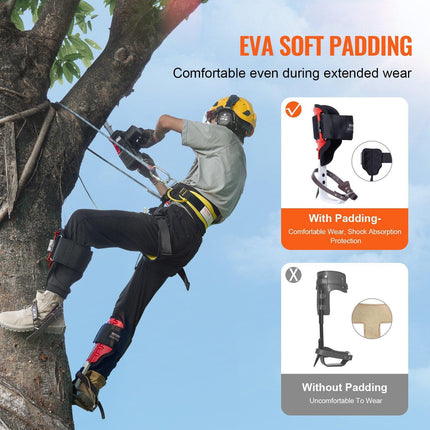 Tree Climbing Spikes, 1 Pair Aluminum Climbing Spurs, 350lbs Load Capacity Tree Climbing Gear with Straps and Spike Protectors, Arborist Equipment for Climbers, Hunting, Fruit Picking, Red.