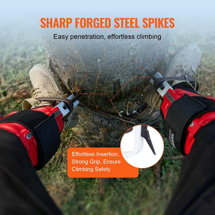 Tree Climbing Spikes, 1 Pair Aluminum Climbing Spurs, 350lbs Load Capacity Tree Climbing Gear with Straps and Spike Protectors, Arborist Equipment for Climbers, Hunting, Fruit Picking, Red.
