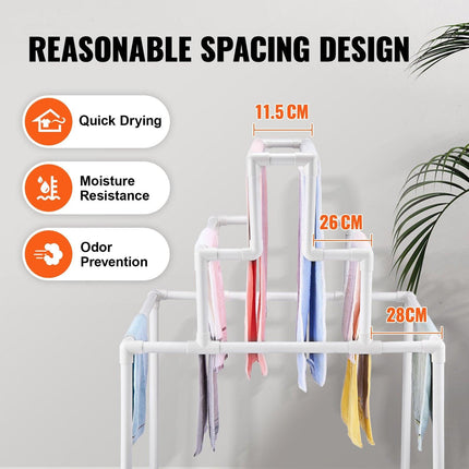 Towel Rack 8-Bar Outdoor PVC Towel Holder for Poolside Spa Bathroom White.