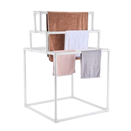 Towel Rack 8-Bar Outdoor PVC Towel Holder for Poolside Spa Bathroom White.