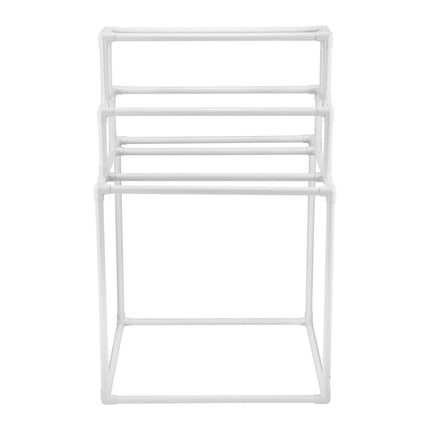 Towel Rack 8-Bar Outdoor PVC Towel Holder for Poolside Spa Bathroom White.