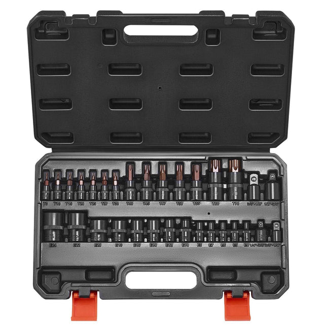 Torx Bit Socket and External Torx Socket Set 31-Piece T8-T70 and E4-E24 Steel.