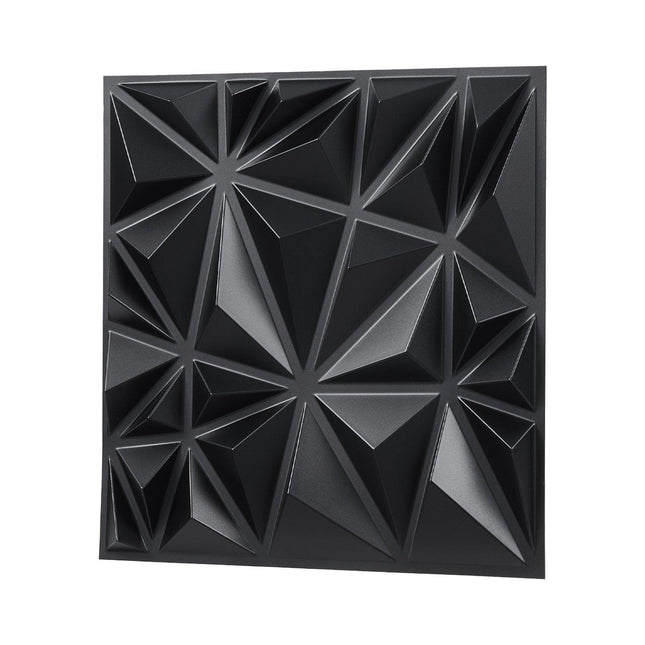 3D Wall Panels, 33-Pack 30 x 30 cm PVC Modern Art Minimalist Diamond Tiles, 2.97 m² Coverage Accent Wall Panel, Interior Home Decor for Ceiling, Bedroom, Living Room, Gaming Room, Matte Black.