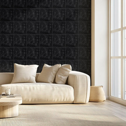 3D Wall Panels, 33-Pack 30 x 30 cm PVC Modern Art Minimalist Diamond Tiles, 2.97 m² Coverage Accent Wall Panel, Interior Home Decor for Ceiling, Bedroom, Living Room, Gaming Room, Matte Black.