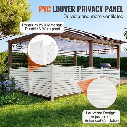 48" W x 48" H Vinyl Privacy Fence Panels, Air Conditioner Fence, Outdoor Privacy Screens for Trash Can, Pool Equipment Enclosure, Privacy Screen Kit Louvered Panels (2 Panels).