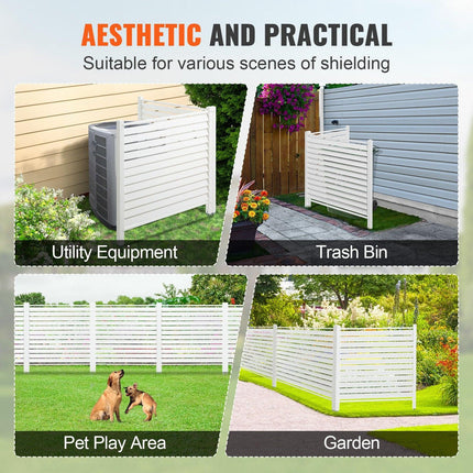 48" W x 48" H Vinyl Privacy Fence Panels, Air Conditioner Fence, Outdoor Privacy Screens for Trash Can, Pool Equipment Enclosure, Privacy Screen Kit Louvered Panels (2 Panels).