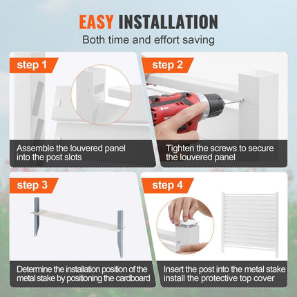 48" W x 48" H Vinyl Privacy Fence Panels, Air Conditioner Fence, Outdoor Privacy Screens for Trash Can, Pool Equipment Enclosure, Privacy Screen Kit Louvered Panels (2 Panels).