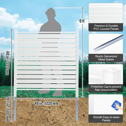 48" W x 48" H Vinyl Privacy Fence Panels, Air Conditioner Fence, Outdoor Privacy Screens for Trash Can, Pool Equipment Enclosure, Privacy Screen Kit Louvered Panels (2 Panels).
