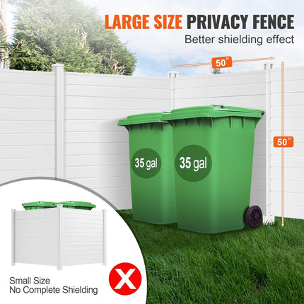 Outdoor Privacy Screens, 50" W x 50" H Air Conditioner Fence, Pool Equipment Enclosure, Horizontal Vinyl Privacy Fence, Perfect to Enclose Trash Can and A/C Units (4-Panel).