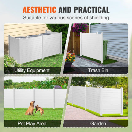 Outdoor Privacy Screens, 50" W x 50" H Air Conditioner Fence, Pool Equipment Enclosure, Horizontal Vinyl Privacy Fence, Perfect to Enclose Trash Can and A/C Units (4-Panel).