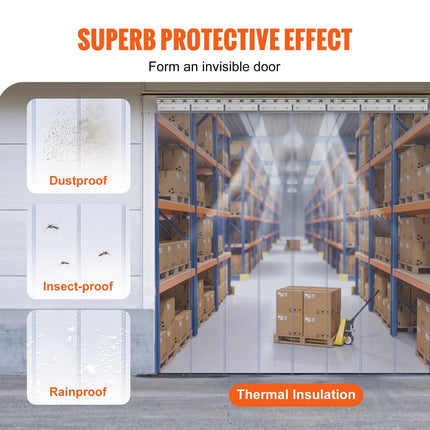 Strip Curtain, 213.4 cm Height x 122 cm Width, 2 mm Thickness, 8PCS Clear PVC Strip Door Curtain, Freezer Curtain, Plastic Door Strips for Walk in Freezers, Cooler, Warehouse, with 50% Overlap.