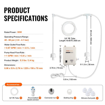 Bottled Water Dispenser Pump System, 2x5 Gallon Dispensing System, Automatic Electric Water Dispenser, Double-Pipe Water Jug Pump, Compatible Use with Coffee/Tea Machine, Refrigerator, Ice Maker.