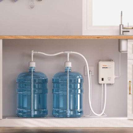 Bottled Water Dispenser Pump System, 2x5 Gallon Dispensing System, Automatic Electric Water Dispenser, Double-Pipe Water Jug Pump, Compatible Use with Coffee/Tea Machine, Refrigerator, Ice Maker.